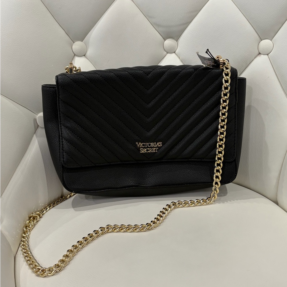 Victoria's Secret Black Chevron Crossbody Bag